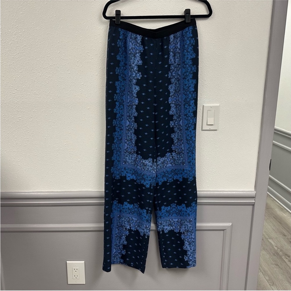 BCBG Wide Leg Pull On Cotton Blend Palazzo Pants in Blues Size S NWT $249